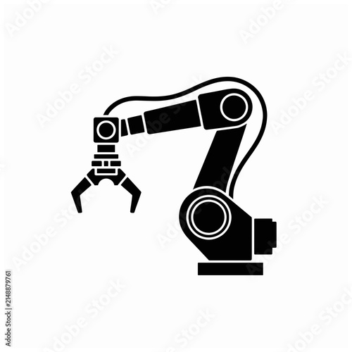 Black Robotic Arm Industrial Automation Icon Vector