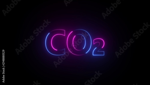 Foto Neon glowing C O2 chemical formula on a black background carbon dioxide chemistr