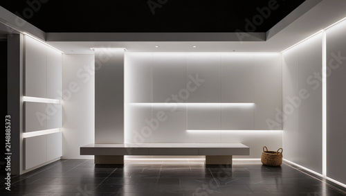 Modern Minimalist Interior Design with Integrated LED Lighting and White Walls