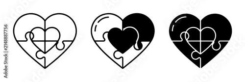 Foto Puzzle Heart Icons, Love Connection Symbols, Relationship Unity Graphics, Valent