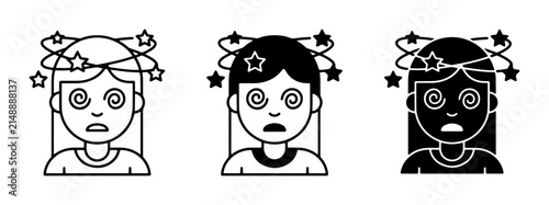 Cuadro en lienzo Dizzy Person Icons, Vertigo Sensation, Concussion Symptoms, Motion Sickness, Diz