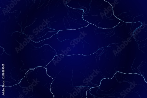 Abstract dark blue background featuring glowing cyan river lines topographic map contours and futuristic neural network