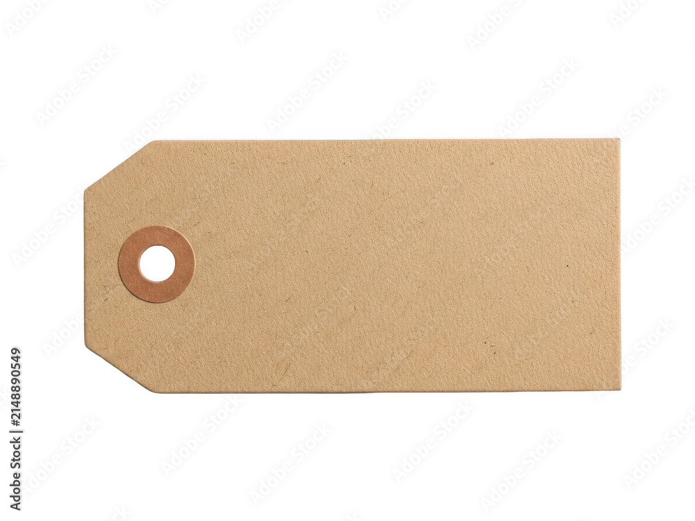 Obraz premium A brown tag with a hole in the top left corner