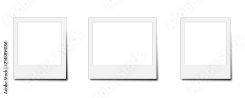 White instant photo frame mockup collection with blank portrait frames and realistic shadow isolated on transparent background