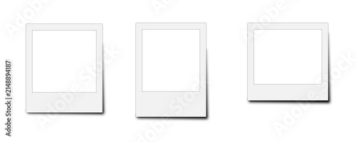 White instant photo frame mockup collection with blank portrait frames and realistic shadow isolated on transparent background
