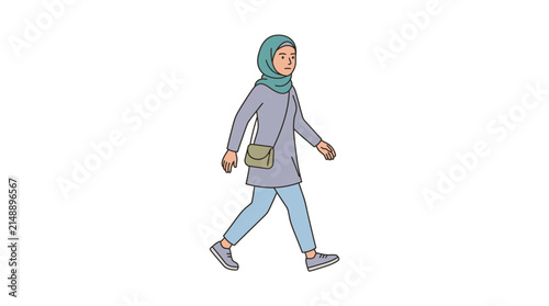 Foto Woman in Hijab Walking with Handbag