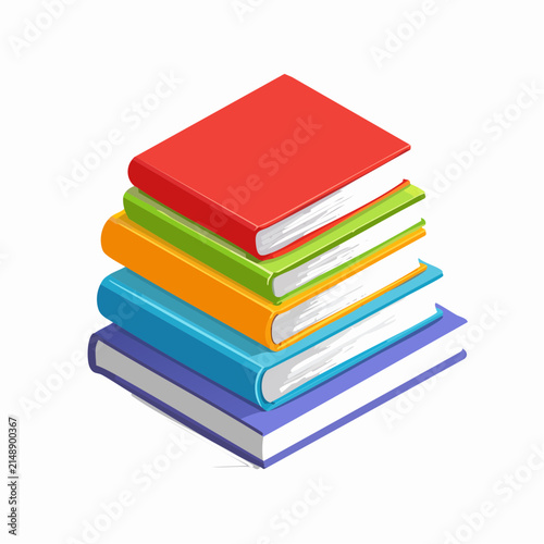 Stack of colorful closed books arranged in an isometric perspective, representing knowledge and learning