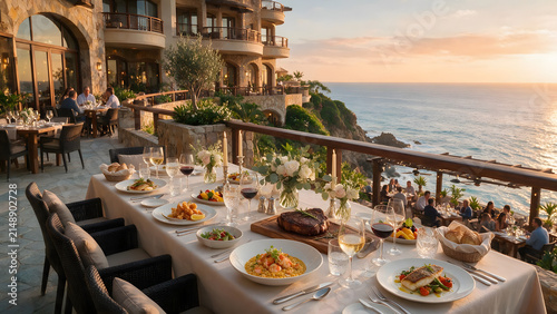 Luxury Executive Business Dinner With Ocean Panorama