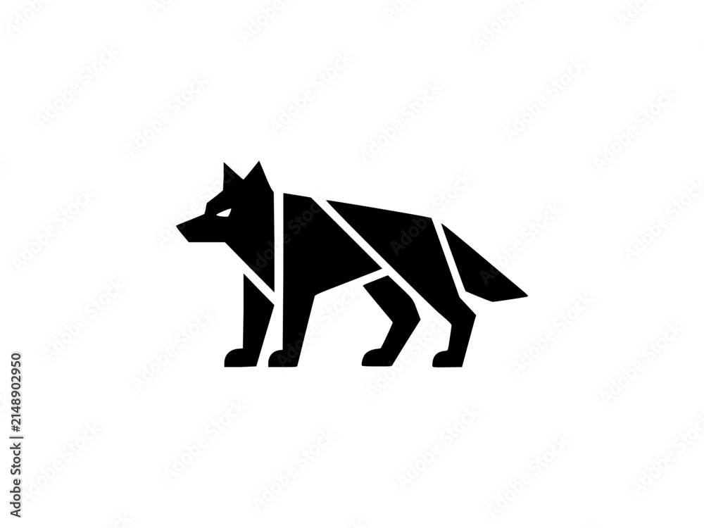 Fototapeta premium Geometric Wolf Profile in Motion for Athletic Teams or Outdoor Adventure Brands