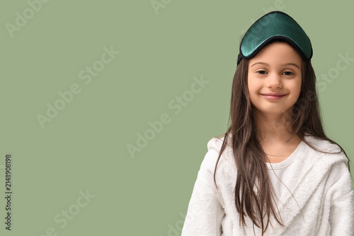 Cute little happy girl in b...