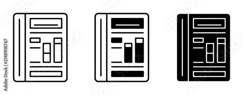 Vector Icons: Magazine Layouts, Newspaper Pages, Data Reports, Business Graphics, Editorial Design, Information Graphics, Print Media