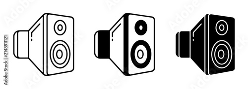 Audio Speaker Icons, Sound System Vector Graphics, Music Equipment Symbols Set