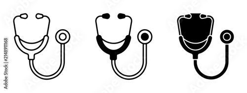 Stethoscope Icons Set, Medical Tool Graphics, Healthcare Symbol Collection, Doctor Equipment Vector Art