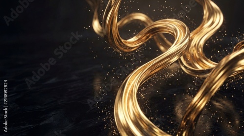 Golden braided hair swirling against dark space