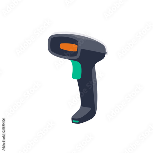 Modern handheld barcode scanner gun for retail store inventory management and supermarket checkout operations isolated vector icon illustration isolated on transparent background, Vector