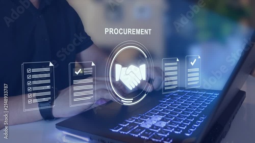 Procurement process management and vendor approval concept.  contract documents, checklist, handshake agreement, purchasing workflow, supplier selection, compliance review