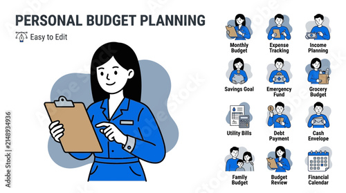 Фотография Illustration of personal budget planning with financial tips and advice