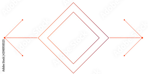 Red Diamond Geometric Line Diagram with Dotted Connectors