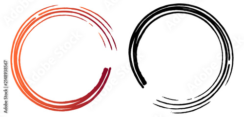 Orange Red and Black Circular Brush Stroke Ring Icon,Loading icon
