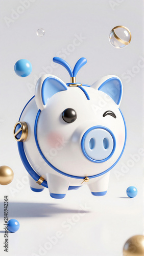 Cute 3D Piggy Bank Character for Financial Savings