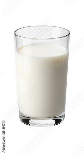 Tall glass of fresh white milk isolated on transparent background