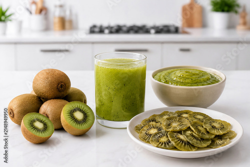 Kiwi Processing into Kiwi Juice, Kiwi Puree and Dried Kiwi, Fruit Production Concept