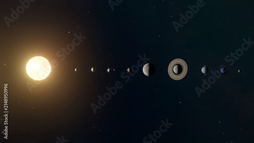 Colorful Solar System with Planets Orbiting the Sun