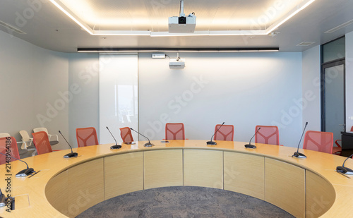 Interior of a conference room, meeting room in a modern office