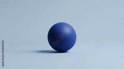 A blue sphere with a textured surface sits on a light blue background.