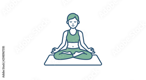Foto Wanita berlatih yoga meditasi lotus pose di atas tikar konsep kebugaran dan kese