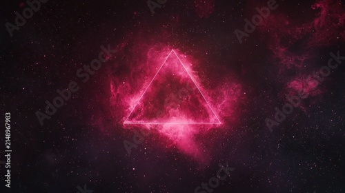 A triangle of pink light against a dark background.