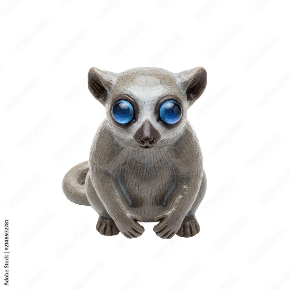 Naklejka premium Cute Stylized Lemur Figurine with Large Blue Eyes