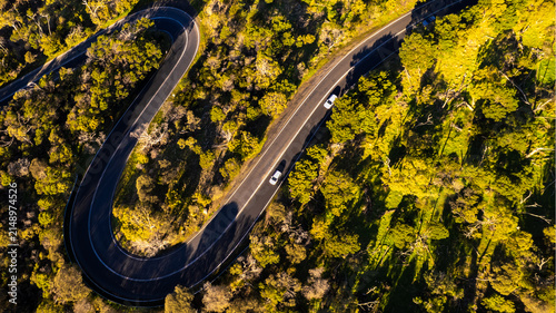 Aerial View of Winding Road on Arthur's Seat, Mornington Peninsula, Australia
