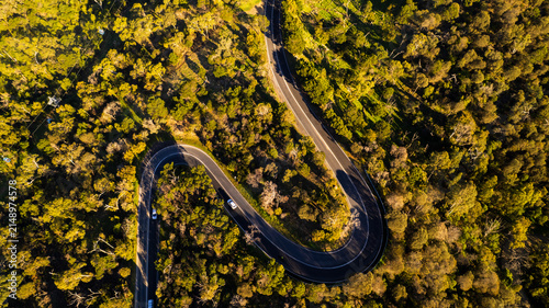Aerial View of Winding Road on Arthur's Seat, Mornington Peninsula, Australia
