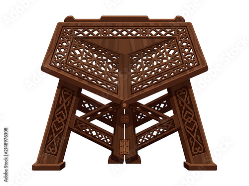 Wooden manuscript book stand with folding