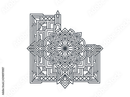 Geometric corner border ornament design