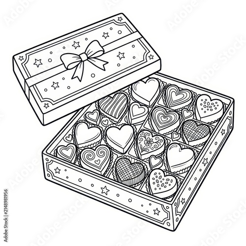 Heart shaped chocolates in a box