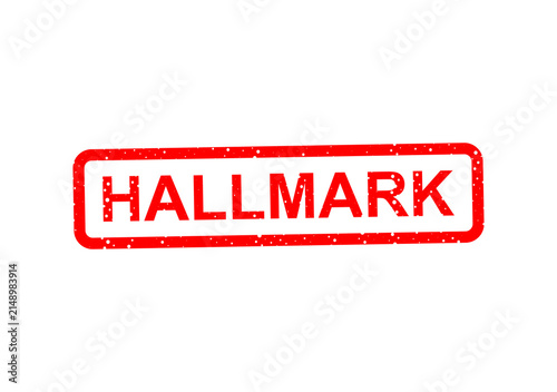 Red hallmarked stamp with text hallmark illustration