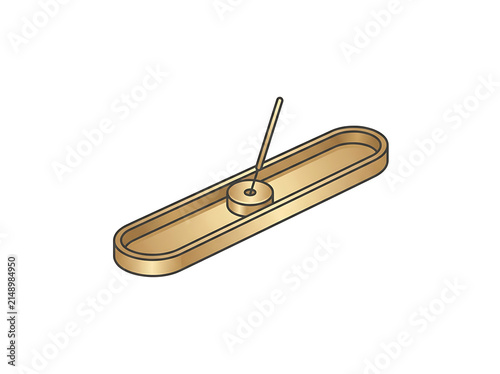 Handcrafted brass incense burner with ash