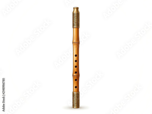 Handcrafted wooden flute icon illustration