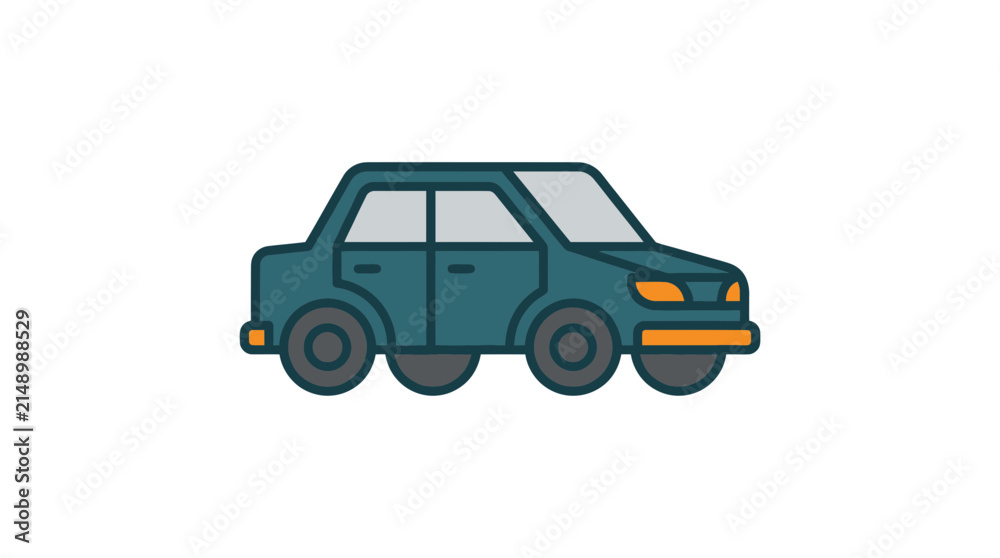 Obraz premium Green sedan car for transportation and commuting