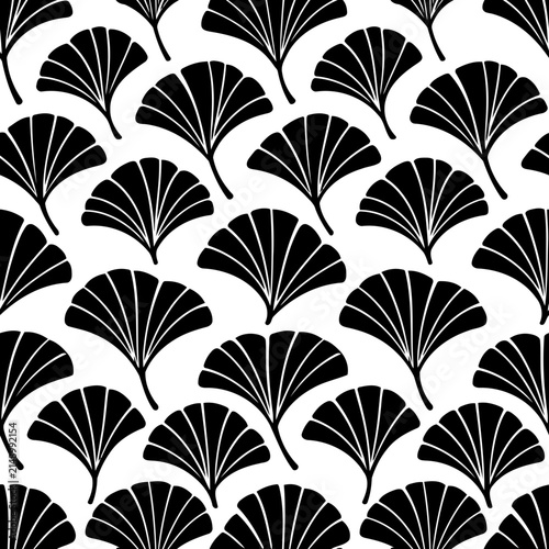 Elegant Seamless Botanical Pattern with Flowing Black Leaves and Organic Branches in a Minimal Scandinavian Vector Style