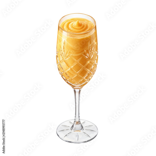 Orange Fruit Smoothie in a Crystal Glass Goblet