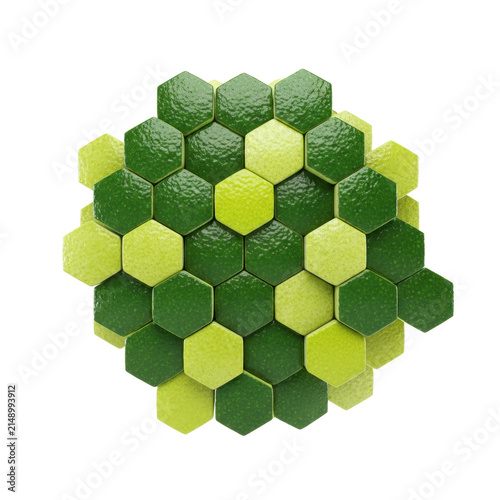Abstract Composition of Hexagonal Lime Peel Texture Tiles