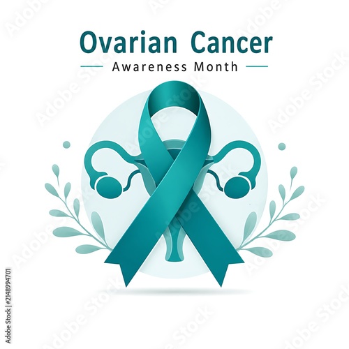 Ovarian cancer awareness month ribbon illustration