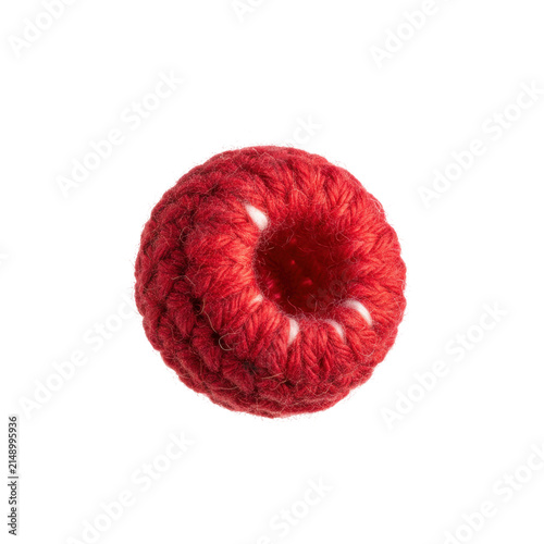Red Crocheted Round Bead Made of Soft Yarn