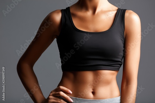 Toned belly displayed for tummy tuck clinic promo