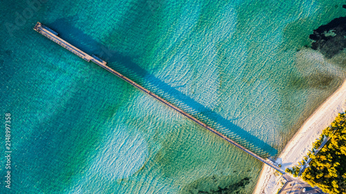 Aerial View of Rosebud Pier on Turquoise Water, Mornington Peninsula, Australia