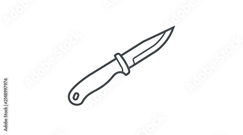Minimalist outline icon representing a sharp utility knife with a curved ergonomic handle design