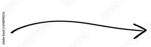 Thin black simple curved arrow on white background